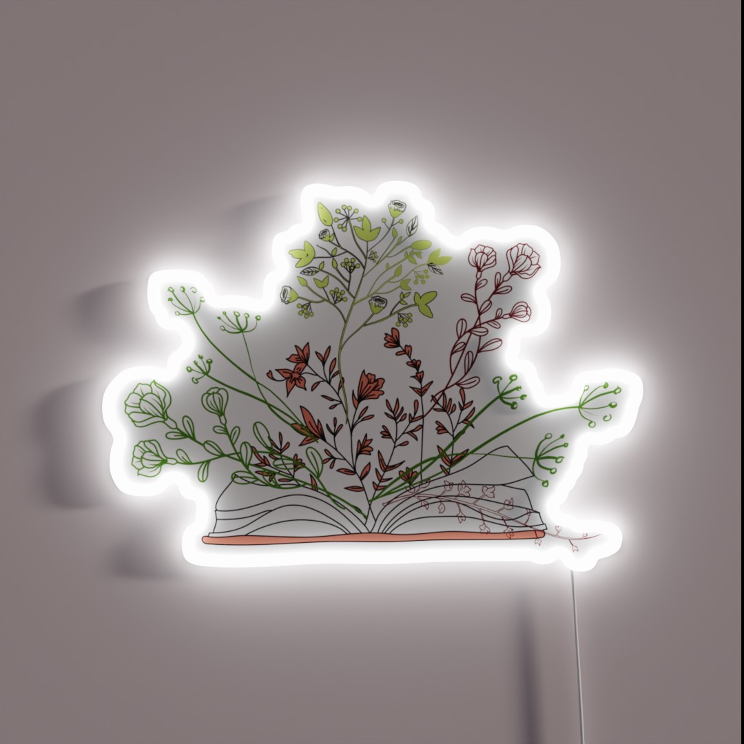 Open Book With Flowers Growing Out RGB Neon Sign Open Book With Flowers Growing Out RGB Neon Sign