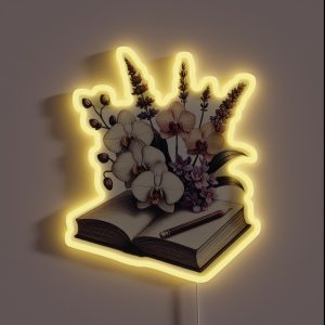 Open Book With Flowers Nature S Wisdom In Words RGB Neon Sign Open Book With Flowers Nature S Wisdom In Words RGB Neon Sign
