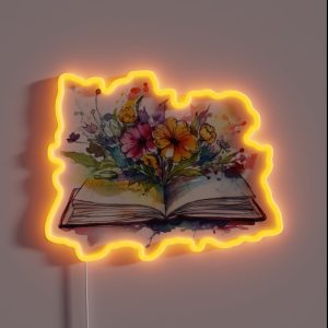 Open Book With Flowers RGB Neon Sign Open Book With Flowers RGB Neon Sign