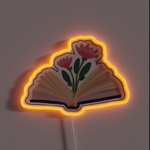 Open Book With Flowers RGB Neon Sign Open Book With Flowers RGB Neon Sign
