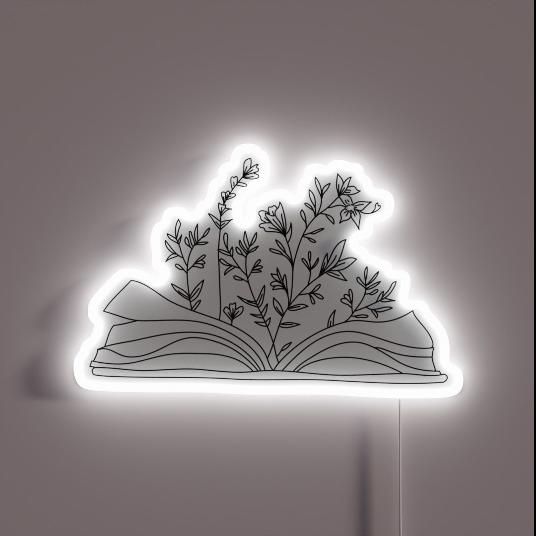 Open Book With Flowers RGB Neon Sign Open Book With Flowers RGB Neon Sign