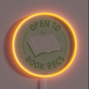 Open To Book Recs Aesthetic Pastel Lime Green Bookish Hearts For Kindle Reading Girl Tbr RGB Neon Sign