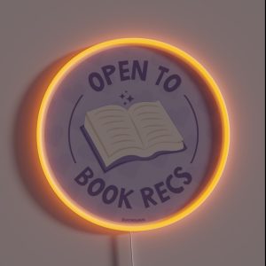 Open To Book Recs Aesthetic Pastel Purple Bookish Hearts For Kindle Reading Girl Tbr RGB Neon Sign