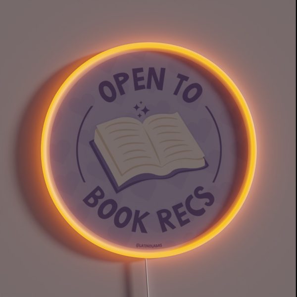 Open To Book Recs Aesthetic Pastel Purple RGB Neon Sign
