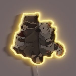 Opossum And A Racoon Playing Instruments RGB Neon Sign