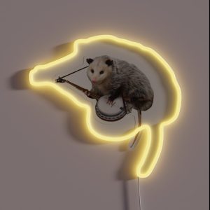 Opossum Playing Banjo RGB Neon Sign