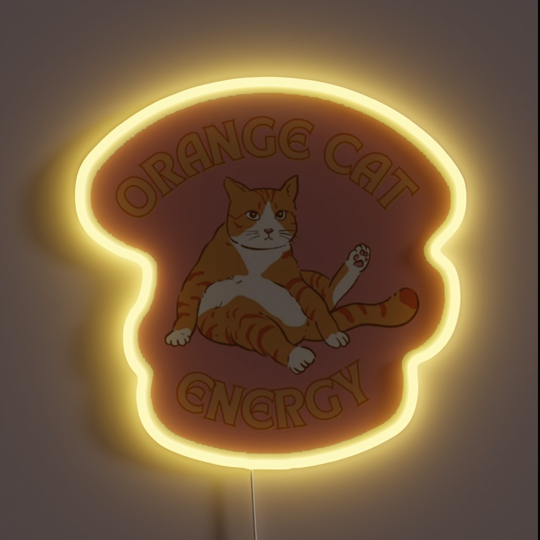 Orange Cat Energy Meme RGB Neon Sign Orange Cat Energy Meme RGB Neon Sign