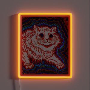 ORANGE CAT Vintage Louis Wain Abstract Psychedelic Print RGB Neon Sign
