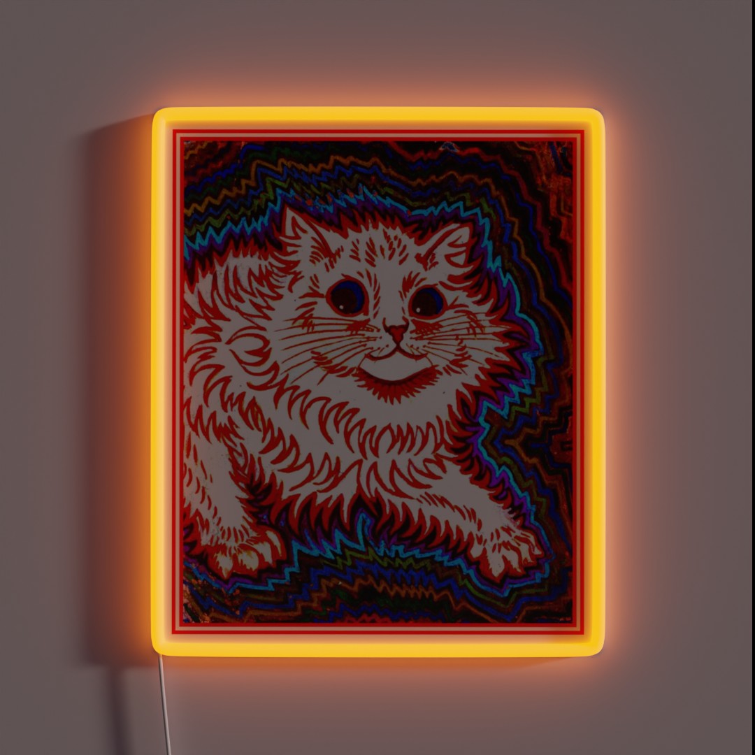 ORANGE CAT Vintage Louis Wain Abstract RGB Neon Sign ORANGE CAT Vintage Louis Wain Abstract RGB Neon Sign