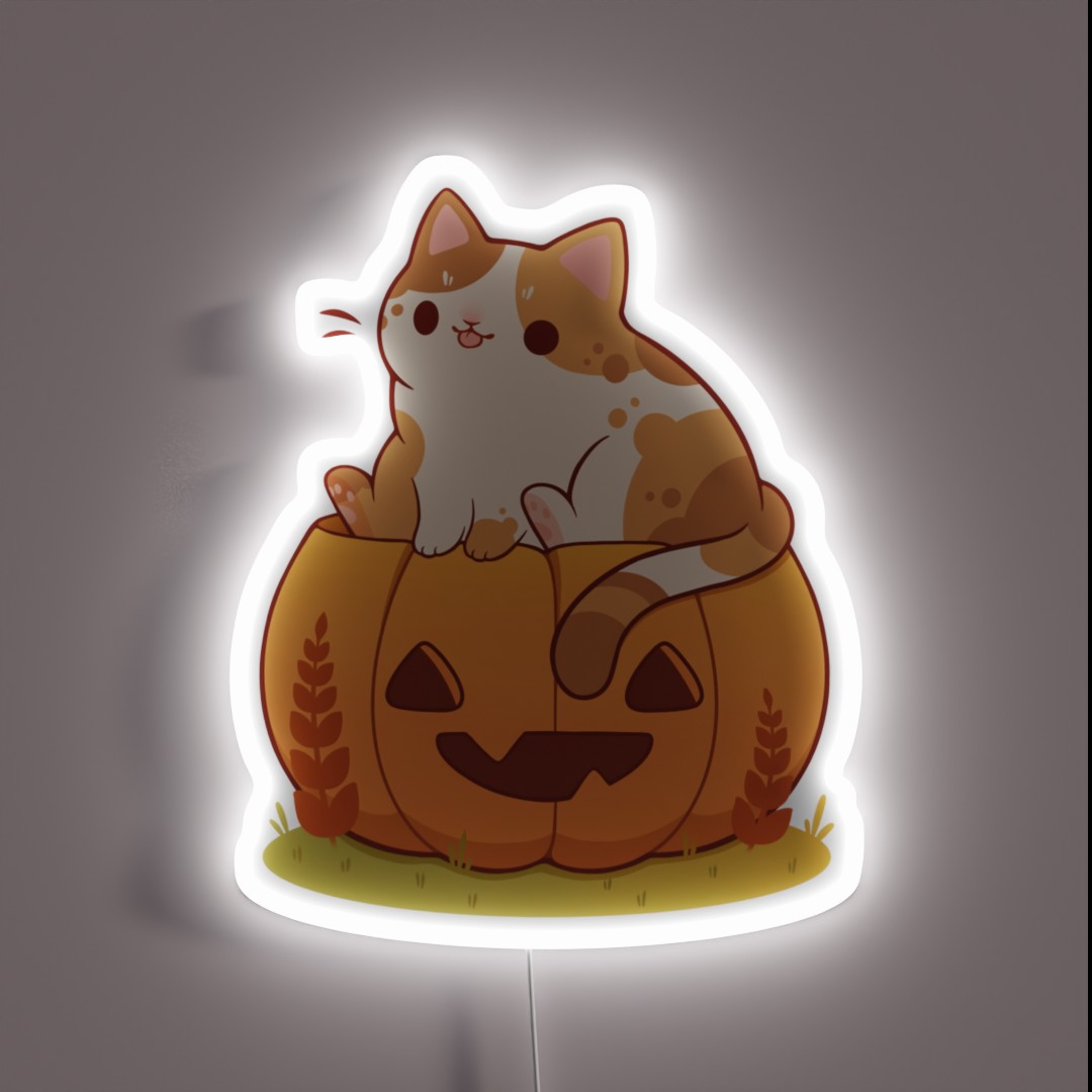 Orange Pumpkin Cat RGB Neon Sign Orange Pumpkin Cat RGB Neon Sign