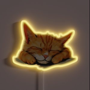 Orange Sleepy Cute Cat RGB Neon Sign Orange Sleepy Cute Cat RGB Neon Sign