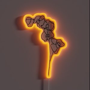 Orchid Flowers Drawing RGB Neon Sign