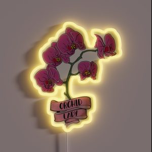 Orchid Plant Lady Cartoon RGB Neon Sign