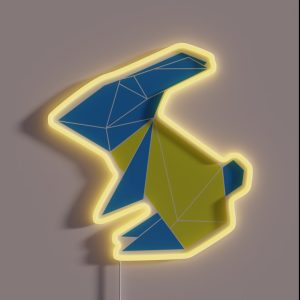 Origami Rabbit To The Moon RGB Neon Sign