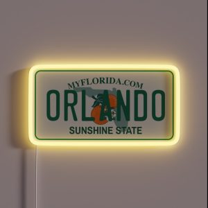 Orlando Florida License Plate RGB Neon Sign Orlando Florida License Plate RGB Neon Sign