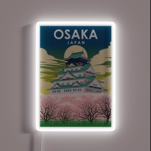 Osaka Japan Vintage Minimal Retro Travel Poster RGB Neon Sign
