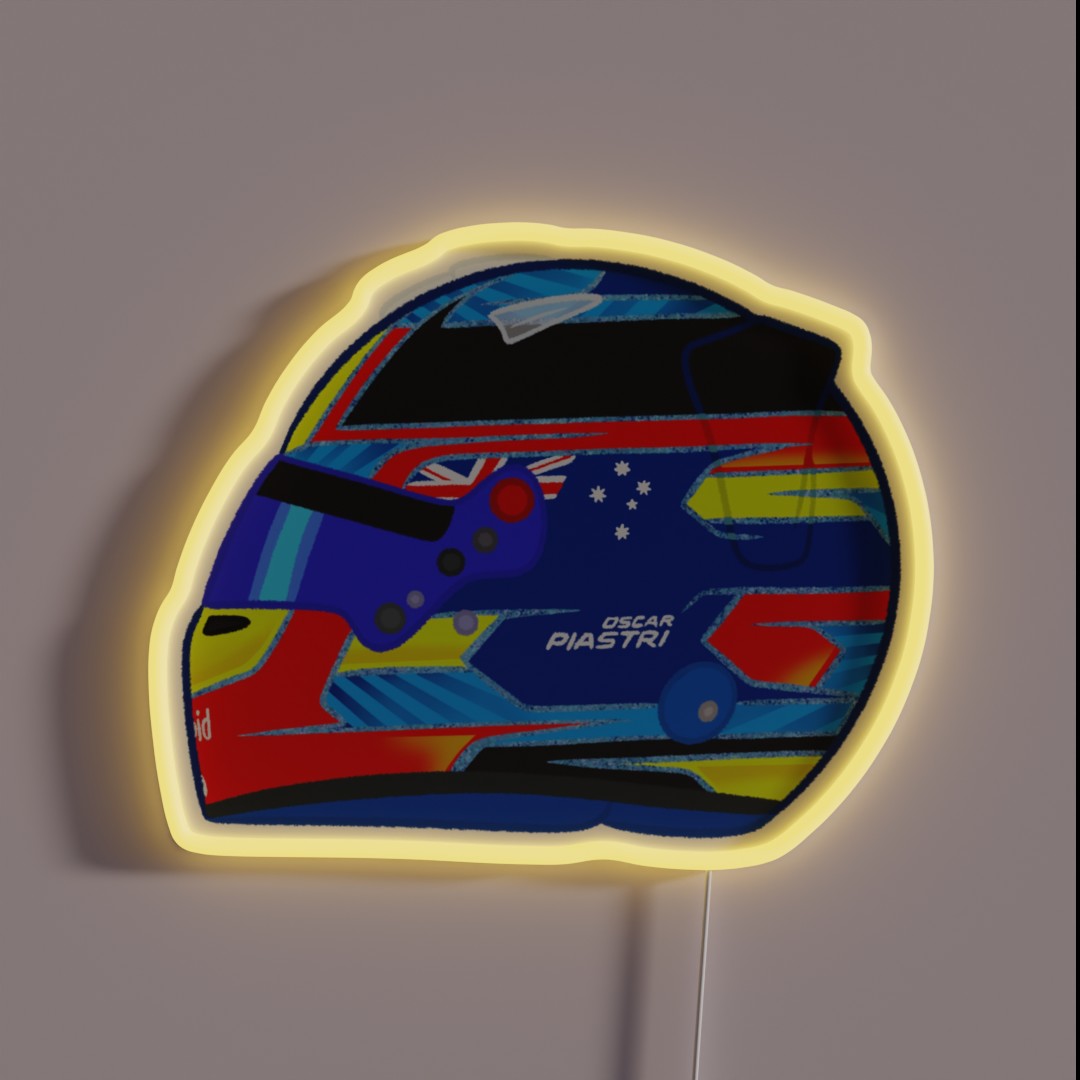 Oscar Piastri 2024 Helmet RGB Neon Sign Oscar Piastri 2024 Helmet RGB Neon Sign