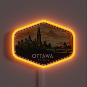 Ottawa Canada Travel Art RGB Neon Sign
