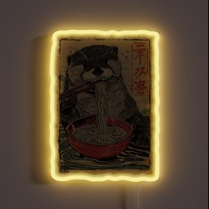 Otter Eating Ramen Vintage Paint RGB Neon Sign