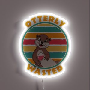 Otterly Wasted Cute Otter With Wine RGB Neon Sign Otterly Wasted Cute Otter With Wine RGB Neon Sign