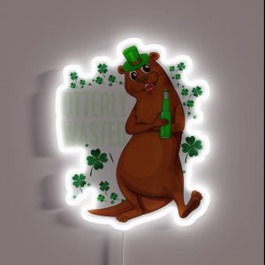 Otterly Wasted Otter St Patrick S Day RGB Neon Sign Otterly Wasted Otter St Patrick S Day RGB Neon Sign