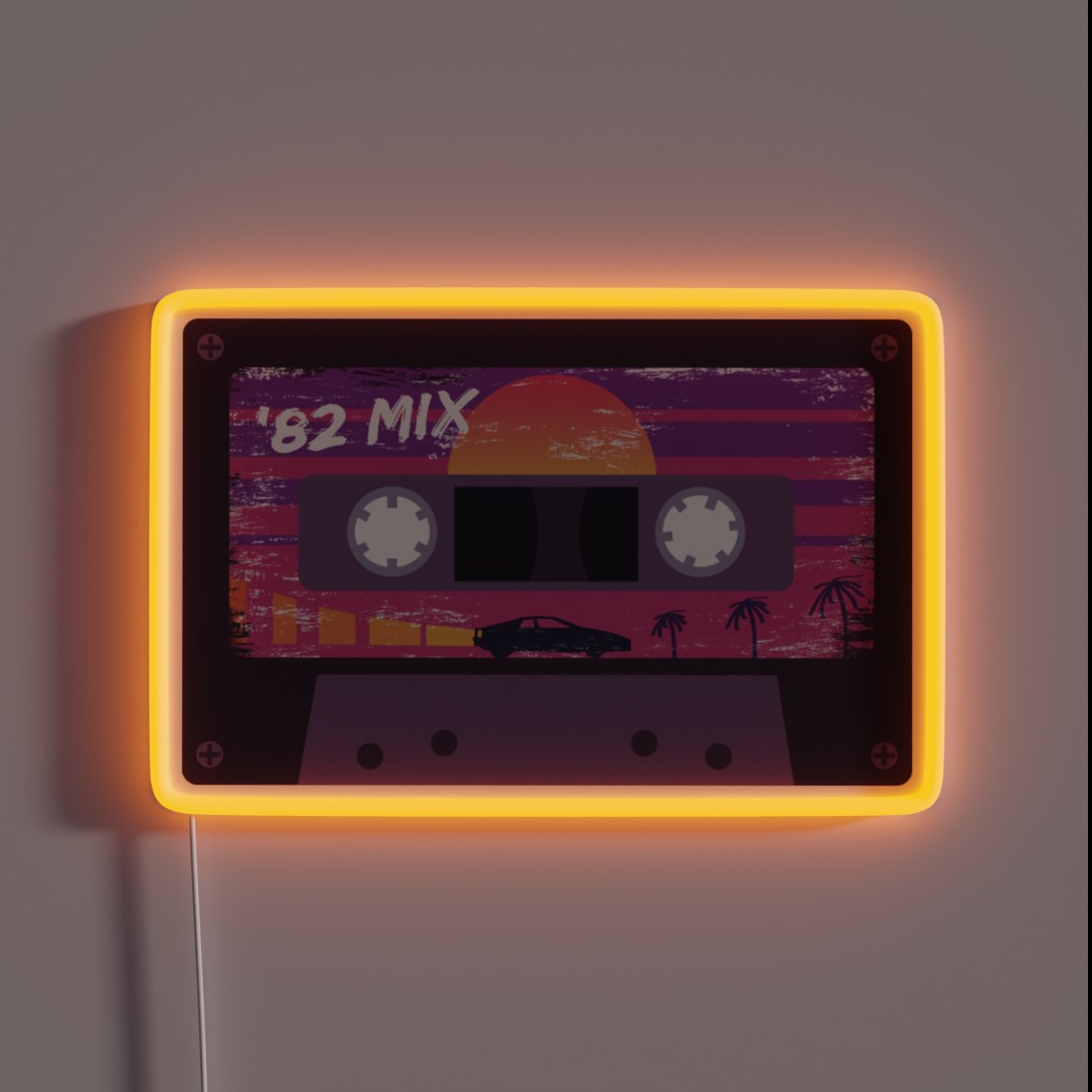 Outrun Retro Cassette Tape RGB Neon Sign Outrun Retro Cassette Tape RGB Neon Sign