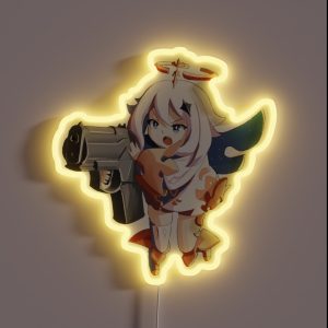 Paimon Holding A Gun Genshin RGB Neon Sign Paimon Holding A Gun Genshin RGB Neon Sign