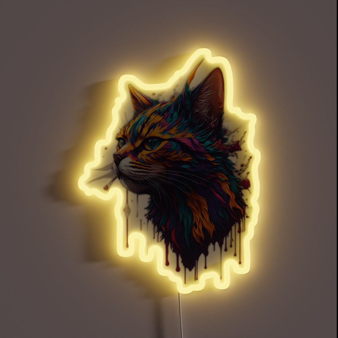 Paint Splash Cat Figure RGB Neon Sign Paint Splash Cat Figure RGB Neon Sign
