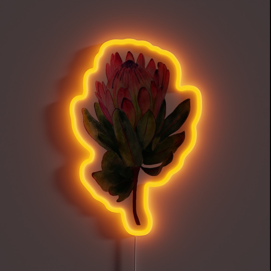 Painted Protea Flower Pattern RGB Neon Sign Painted Protea Flower Pattern RGB Neon Sign