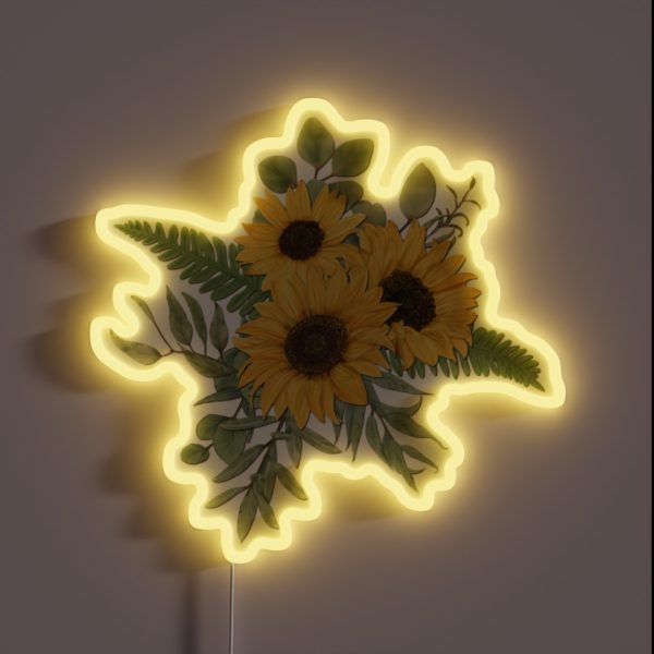 Painted Sunflower Bouquet RGB Neon Sign