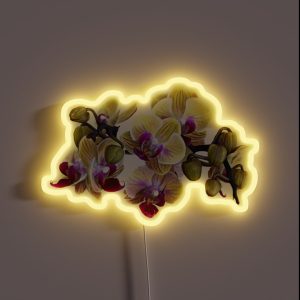Pale Yellow And Magenta Phalaenopsis Orchids RGB Neon Sign