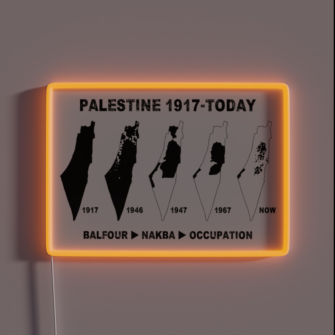 Palestine Map Land Stealing Since 1917 RGB Neon Sign Palestine Map Land Stealing Since 1917 RGB Neon Sign