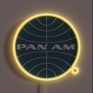 Pan Am Early 1950s Globe Thin Frame Inverted RGB Neon Sign