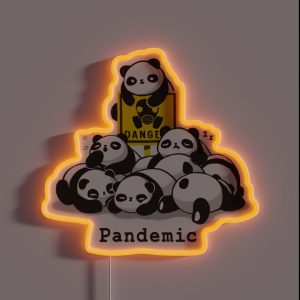 Pandemic Pun Fluffy Cute Panda Social Distancing RGB Neon Sign