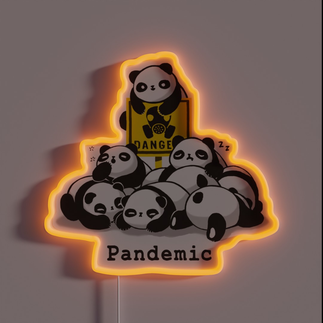 Pandemic Pun Fluffy Cute Panda Social RGB Neon Sign Pandemic Pun Fluffy Cute Panda Social RGB Neon Sign