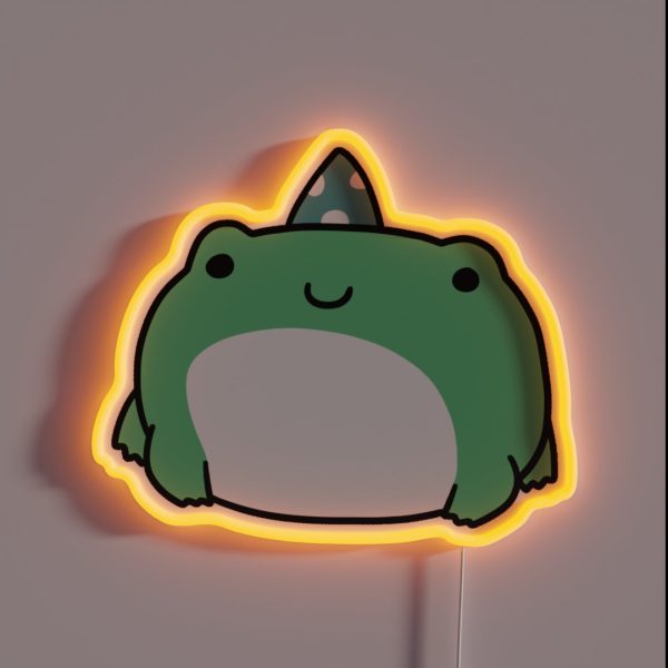 Party Hat Frog RGB Neon Sign