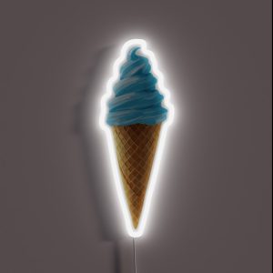 Pastel Blue Soft Serve Ice Cream Cone RGB Neon Sign