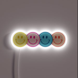 Pastel Smiley Faces RGB Neon Sign