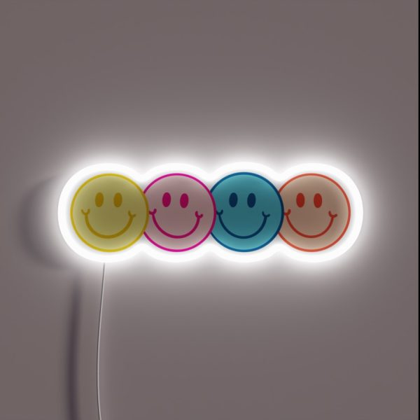 Pastel Smiley Faces RGB Neon Sign