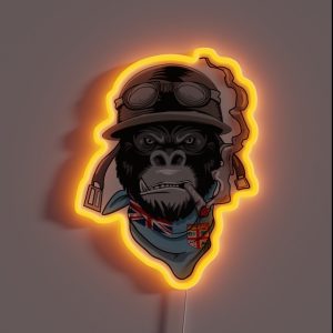 Patriotic Fijian Motorist Biker Gorilla Fiji Flag Roots Nationalism Patriotism RGB Neon Sign