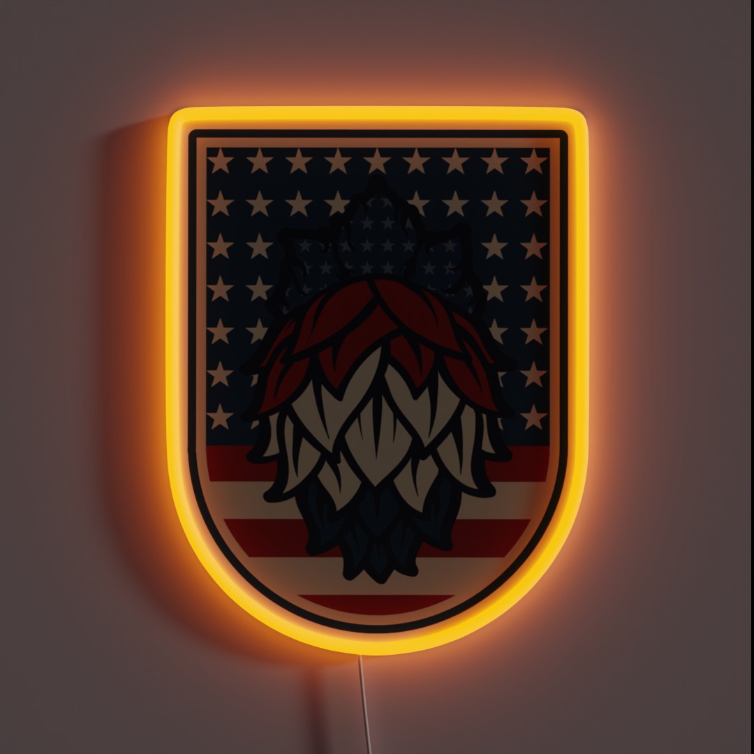 Patriotic Hops Craft Beer American Flag RGB Neon Sign Patriotic Hops Craft Beer American Flag RGB Neon Sign