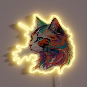 Pawsitively Colorful A Bright And Cute Cat Portrait RGB Neon Sign Pawsitively Colorful A Bright And Cute Cat Portrait RGB Neon Sign
