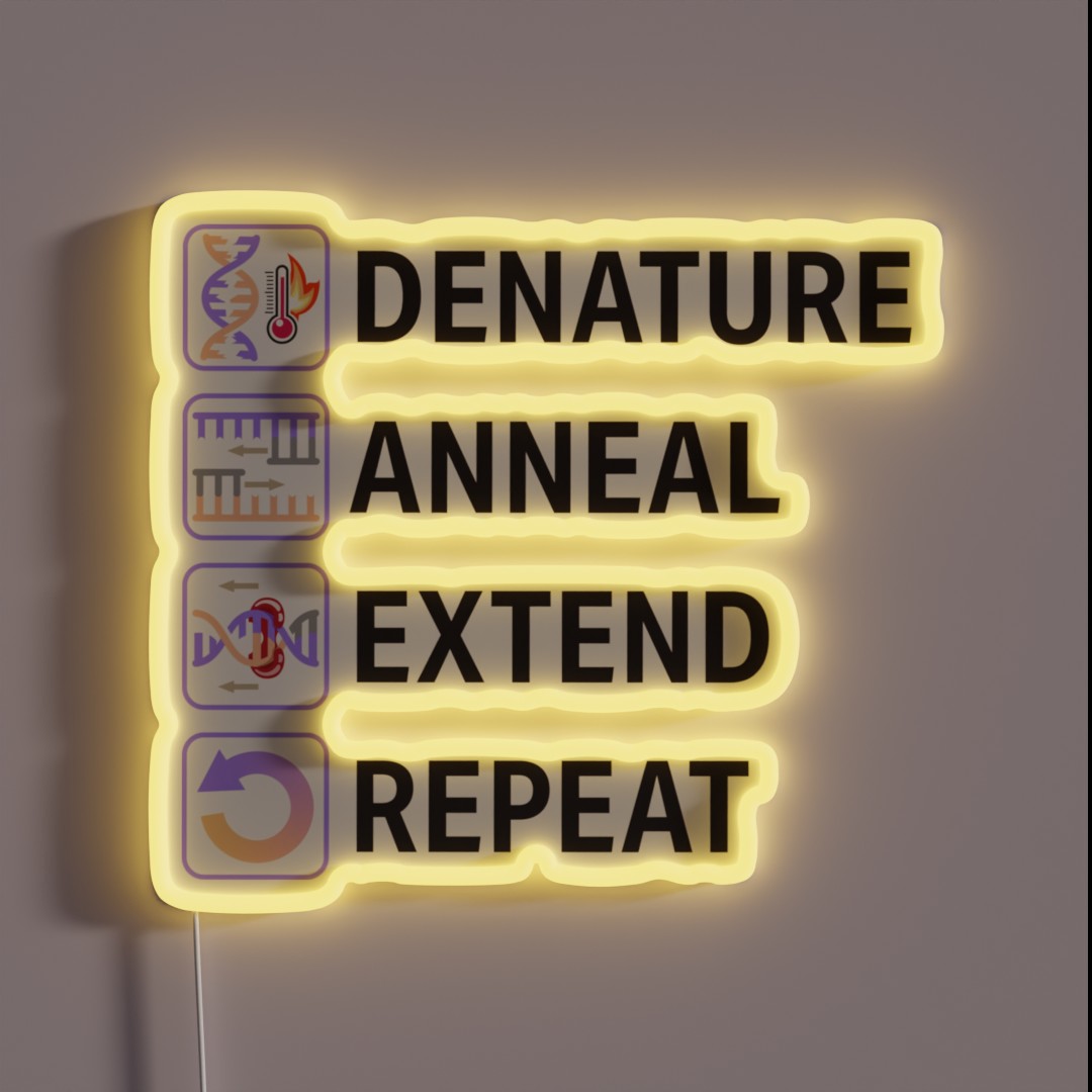 PCR Steps Polymerase Chain Reaction RGB Neon Sign PCR Steps Polymerase Chain Reaction RGB Neon Sign