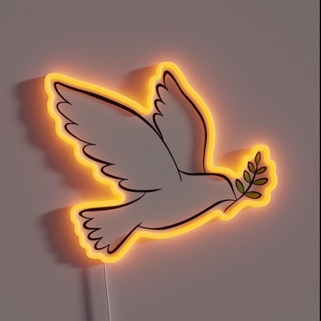 Peace Dove With Olive Branch RGB Neon Sign Peace Dove With Olive Branch RGB Neon Sign