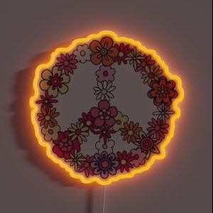 Peace Love 60 S 70 S Hippie Costume Colorful Flowers Retro Vintage RGB Neon Sign Peace Love 60 S 70 S Hippie Costume Colorful Flowers Retro Vintage RGB Neon Sign