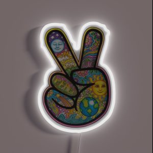 Peace Sign Earth Day RGB Neon Sign
