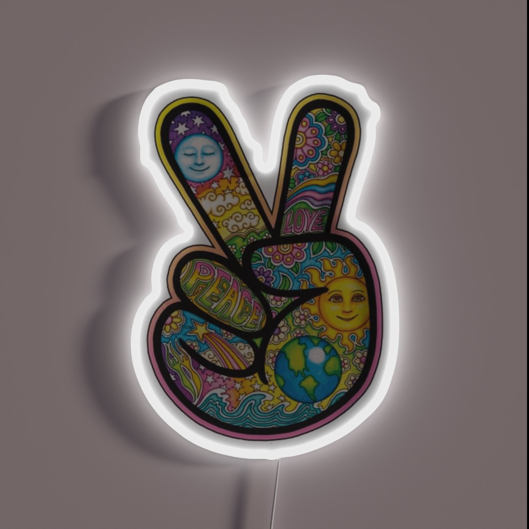 Peace Sign Earth Day RGB Neon Sign Peace Sign Earth Day RGB Neon Sign