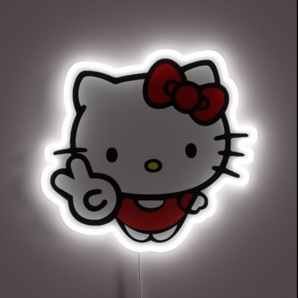 Peace Sign Hello Kitty RGB Neon Sign