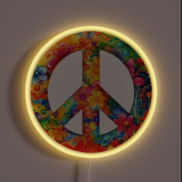 Peace Sign Peace RGB Neon Sign