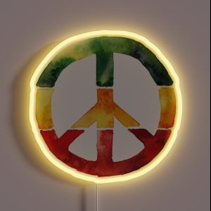Peace Sign Rasta Reggae No War Design Rastafari Gift RGB Neon Sign